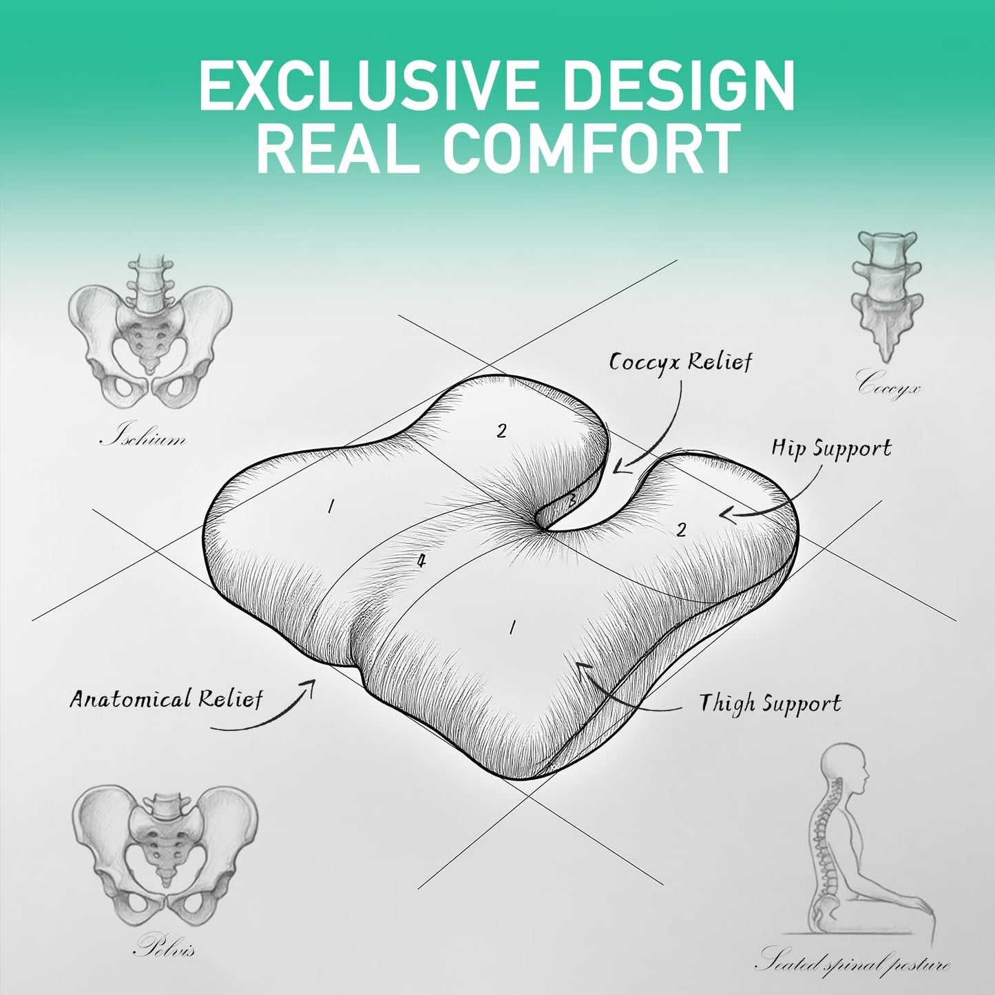 Non-Flattening Seat Cushion for Office Chairs,Gaming Chairs – Donut Pillow Ergonomic Design for Hemorrhoid, Tailbone Pain Relief, Memory Foam Long-Lasting Firm Support, Gifts for Women/Men, Dark Grey