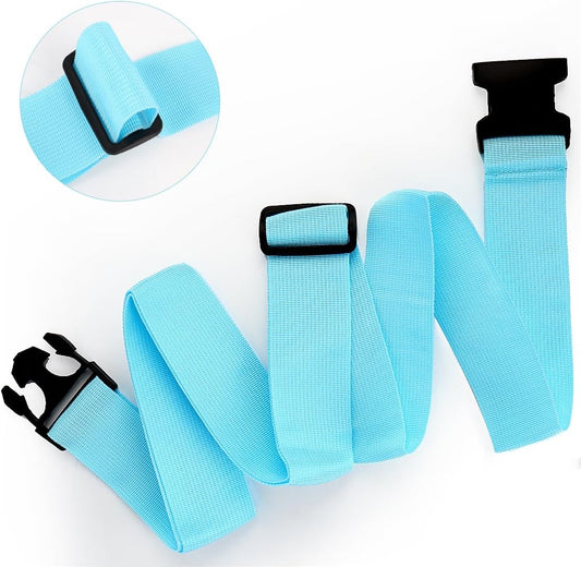 2Pack Luggage Straps for Suitcases, Travel Connector for Carry On Bag, Add Bag to Connect Two Suitcases, Adjustable Belt Attachment Accessories for Connect Your 3 Luggages, Light Blue