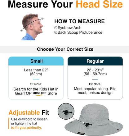 GearTOP Safari Sun Hat for Men and Sun Hats for Women UV Protection UPF 50+ Hiking, Gardening, Fishing
