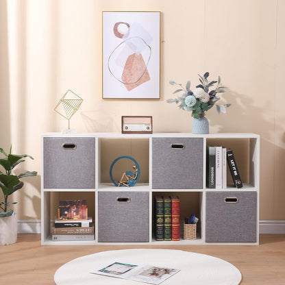 Collapsible Organization Basket Fabric Foldable Box with Handles, 13x13 Cube Storage Bins Set of 4, Thick and Heavy Duty Storage Baskets for Shelves Bedroom Livingroom,Gary