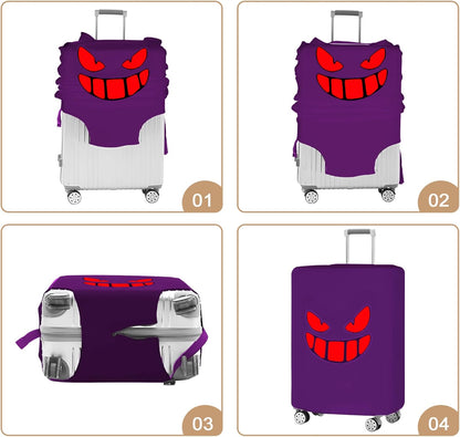 Travel Luggage Cover Thicker Spandex Suitcase Protector Elastic Washable Baggage Covers (L (for 27-28 inch luggage), Purple Eye)