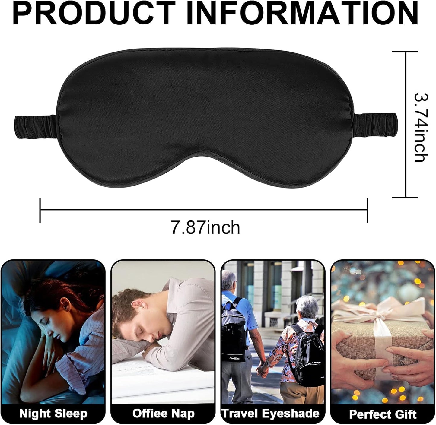 2Pack Silk Sleep Mask,IEKEODI Eye Mask for Sleeping，Elastic Blackout Eye Mask & Blindfold for Full Night's Sleep,Travel and Nap(Black+Purple)