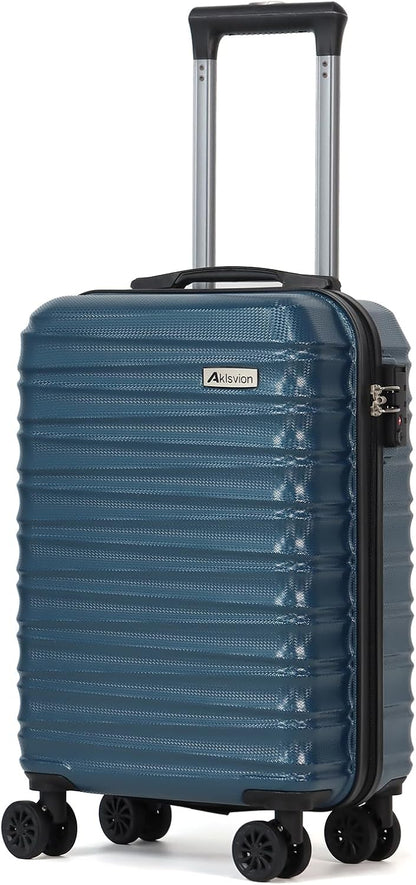 Carry on luggage 20 In suitcase with Spinner Wheels ABS & PC Hardside Luggage(Navy)