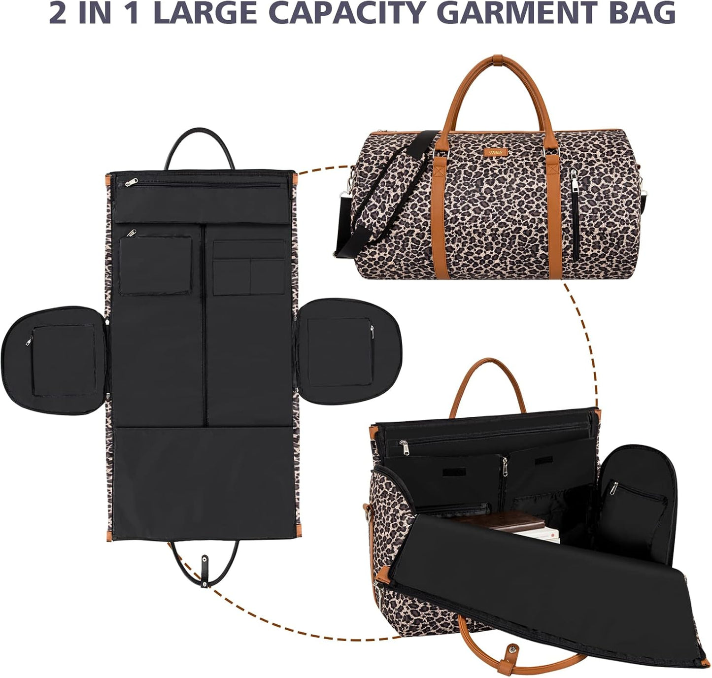 Garment Bag for Travel Convertible Carry On Garment Bag Large Travel Duffel Bags for Women 2 in 1 Hanging Suitcase Suit Travel Bags for Women & Men 3pcs Set