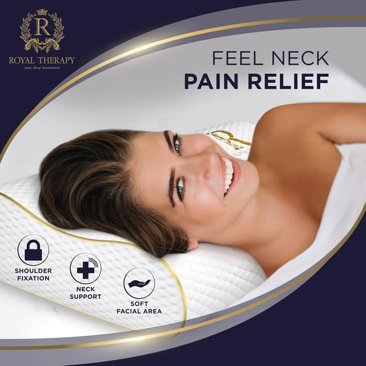 Royal Therapy 2-Pack Queen Memory Foam Pillow, Cervical, Queen Contour Pillow, Orthopedic Pillow for Neck Support, Neck Pain, Side Sleepers, CertiPUR-US