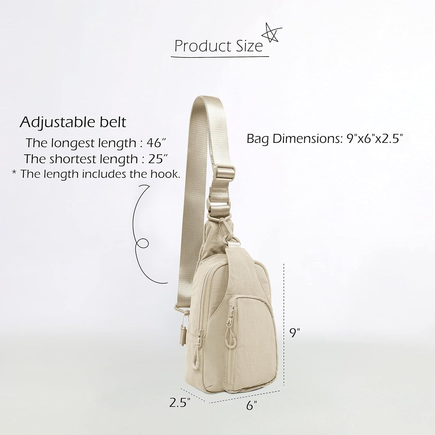 ODODOS Daily Sling Bag with Adjustable Straps Crossbody Chest Bag Lightweight Small Backpack for Casual Traveling Hiking