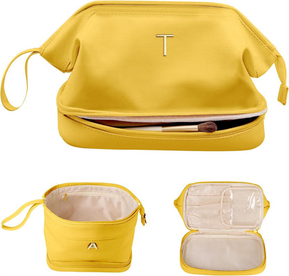 Birthday Gift for 12 13 14 15 16 17 18 Years Old Girl Gifts, Initial Makeup Bag, Travel Gifts, Personalized Bag, Waterproof Double Layer Cosmetic Bag, Letter Travel Toiletry Bag, Friend Gifts
