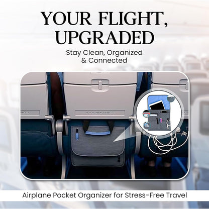 SO~MINE Airplane Pocket Organizer | Tray Table Cover | In Flight Seat Back Organizer Bag | Commuter Essential Travel Bag | Media Pouch For Flying | Travel Gift | Attaches To Luggage