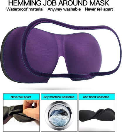 3D Eye mask for Sleeping,Machine Washable, Sleep Mask for Women, Blinder Blindfold Airplane (Black+Black)