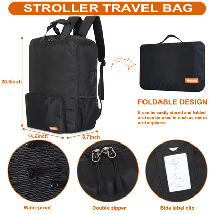 Mactso Stroller Travel Bag Compatible with GB Pockit Air Plus All Terrain and GB Pockit + All City, Lightweight Stroller Travel Backpack for Airplane (Black, L)