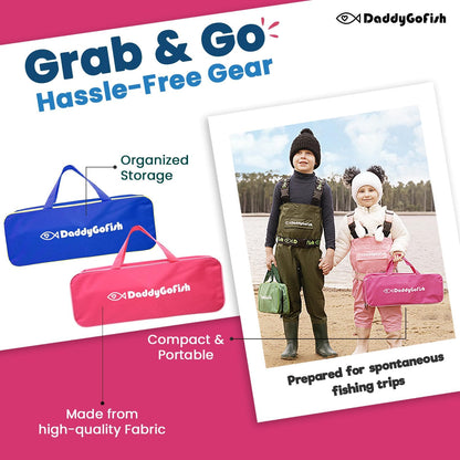 DaddyGoFish Kids Fishing Pole - Rod Reel Combo Tackle Box Starter Set - First Year Small Dock Gear Kit for Boys Girls Toddler Youth Age Beginner Little Children Junior Anglers Older Kids