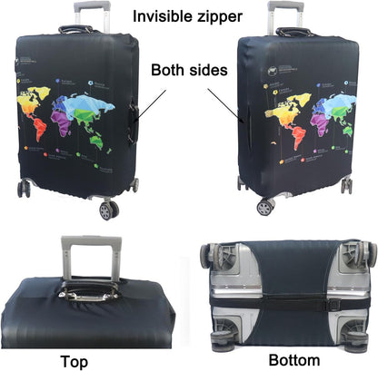 MosaiRudo Thicker Luggage Cover Elastic Suitcase Cover Protector Fits 18-32 Inch Suitcase Travel Accessories (Abstract Map, M)