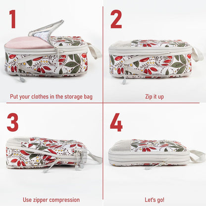 4-Piece Packing Cube Set - Lightweight Luggage Organizers for Travel, Vacation and Suitcases - Durable Accessories with Compression