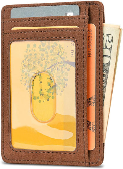 Buffway Slim Minimalist Front Pocket RFID Blocking Leather Wallets for Men and Women - At Sahara Coffee
