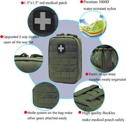 Carlebben EMT MOLLE Ifak Pouch Tactical MOLLE Medical First Aid Kit Utility Pouch Olive