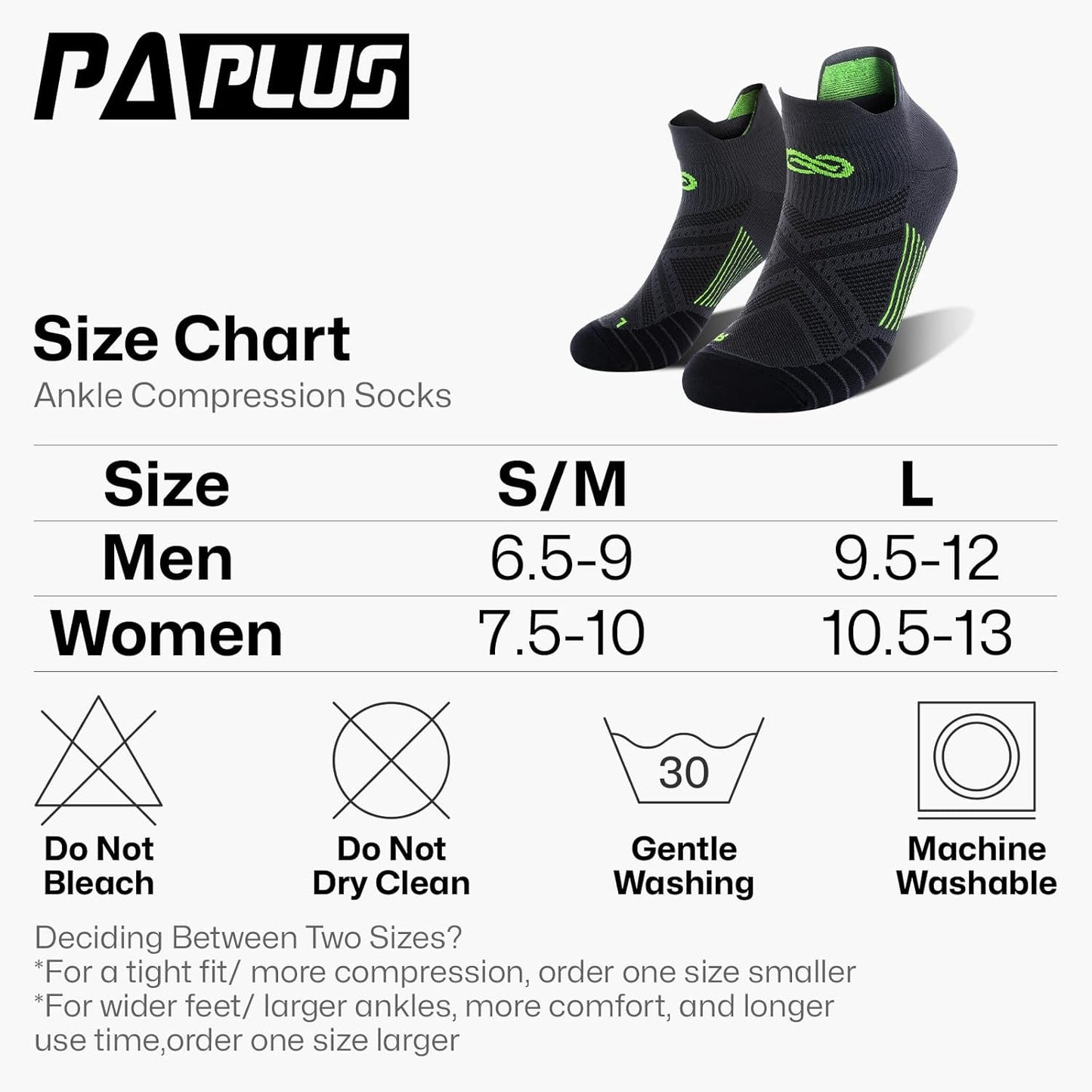 PAPLUS Ankle Compression Sock for Men and Women 2/4/6 Pairs, Low Cut Compression Running Sock with Ankle Support