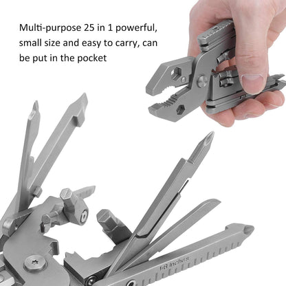 Multitool,Outdoor 25in1 MultiFunctional Pliers Kit Stainless Steel Multitool with Knife Wrench