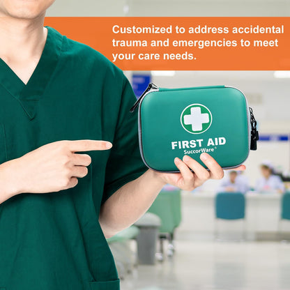 150 Pieces Mini First Aid Kit - Small Medical Kit with Hard Shell - Emergency First Aid Kit for Car, Travel, Home, Outdoor, Office, Camping, Hiking (Green)