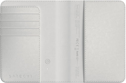 Satechi Passport Holder for Travel with Find My, Passport Cover with 4 Card Holder, Wireless Charging, and RFID protection – Travel Essential Vegan Leather Passport– Sand