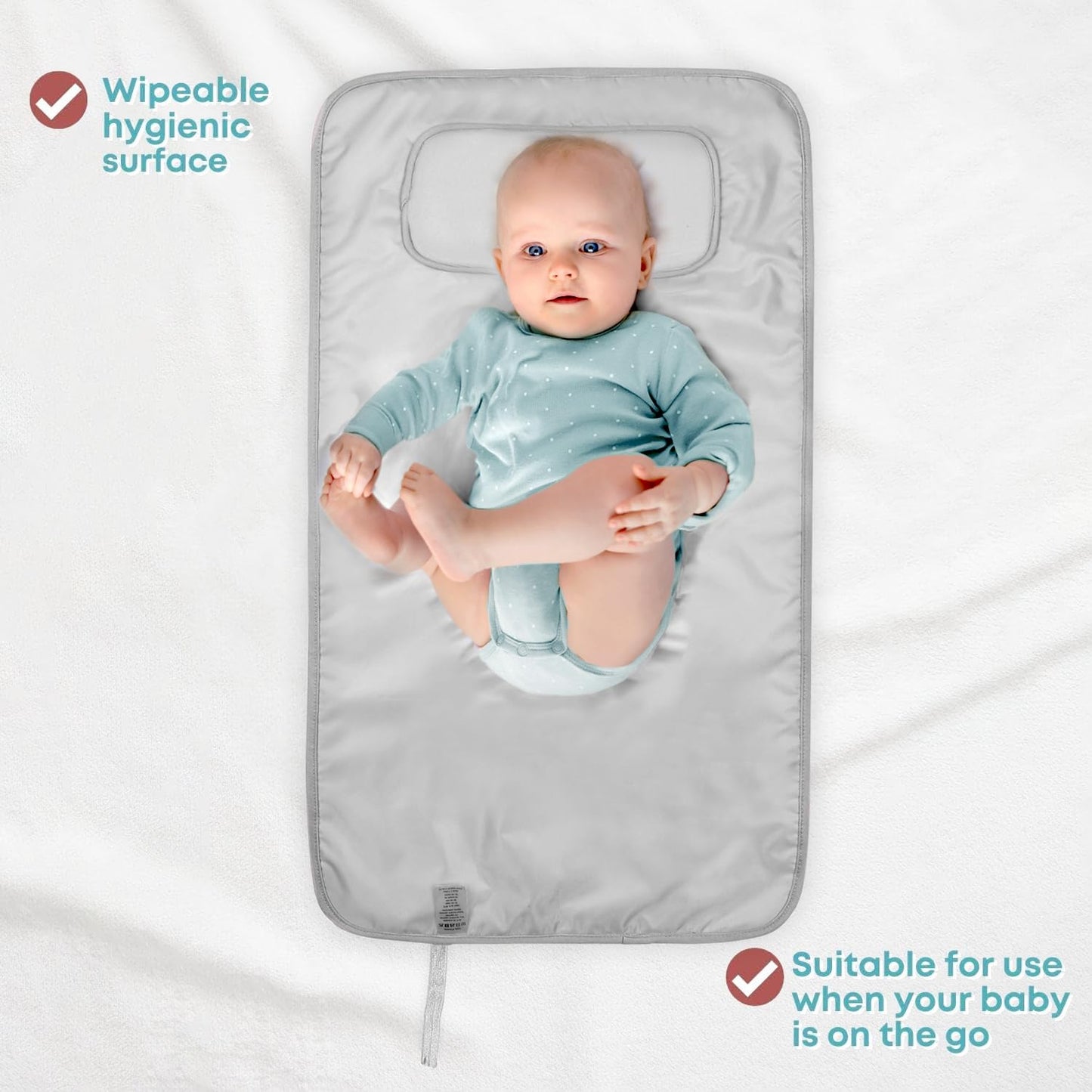HAMUR HOME Portable Baby Changing Pad – Waterproof, Foldable & Lightweight Travel Mat – Soft & Machine Washable Diaper Changer – Compact & Durable (Elephant)