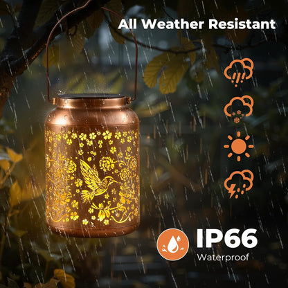 TECKNET Hummingbird Solar Lanterns Outdoor Waterproof - Hanging Solar Lights Decoration for Garden, Patio, Yard - Birthday Gifts for Women, Grandma, Hostess - Decor Solar Lantern for Outside, Porch