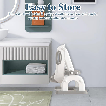 Potty Training Seat for Toddlers, Adjustable Height 2-in-1 Potty Training Toilet Ladder for Kids Boys Girls with Splash Guard, Waterproof Cushion, Anti-Slip Pad Step Stoo - Grey