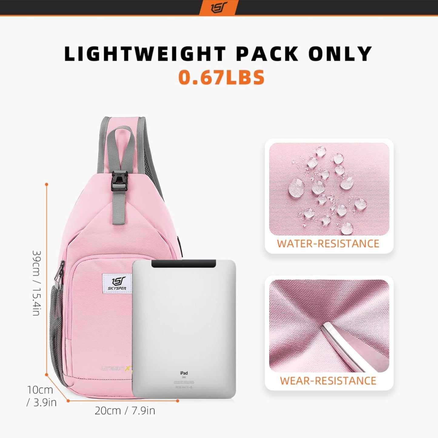SKYSPER Sling Bag RFID Crossbody Sling Backpack Cross Body Shoulder Bag Travel Hiking Daypack for Women Men