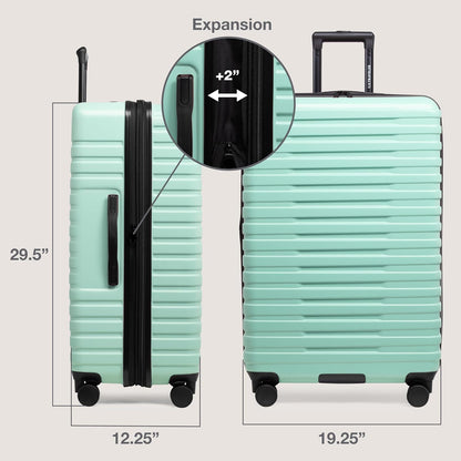 U.S. Traveler Boren Polycarbonate Hardside Rugged Travel Suitcase Luggage with 8 Spinner Wheels, Aluminum Handle, Mint, Checked-Large 30-Inch