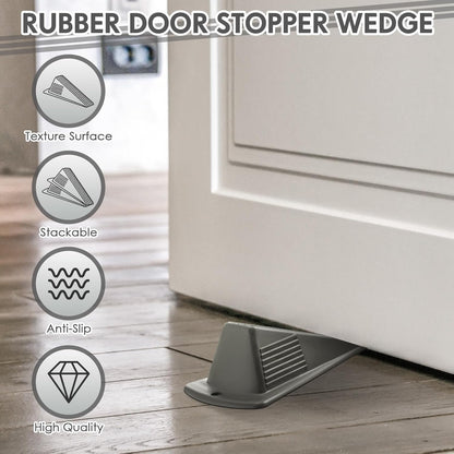 Frienda 2 Pcs Jumbo Door Stoppers Heavy Duty Door Stopper Tall up to 2inch Tall Wedge TPR Large Wedge Stackable Big Rubber Doorstop for Hotel Carpet Hardwood Concrete and Tile (Gray)