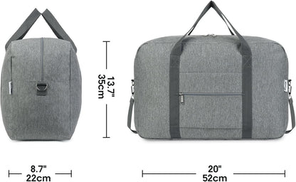 Narwey Foldable Carry on Luggage 22x14x9 Airline Approved Duffle Bag for Travel Packable Duffel Bag for Traveling Airplane for Women and Men 40L (Grey (With Shoulder Strap))