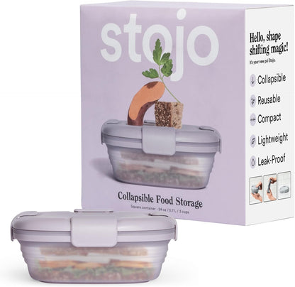 STOJO Collapsible Sandwich Box – 24oz, Reusable Food Storage Container, Silicone Bowl for Hot/Cold Food – Meal Prep, Lunch, Camping, Hiking – Dishwasher Safe (Set of 1, Lilac Purple)
