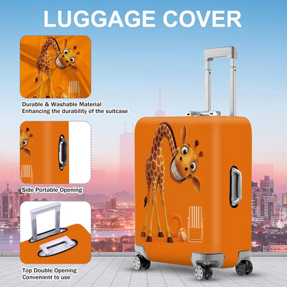 ANNA QUEEN Giraffe Fun Luggage Cover, Playful Giraffe Design with Beach Ball and Chair, Stretchable, Washable Travel Sleeve for 20-22 Inch Luggage