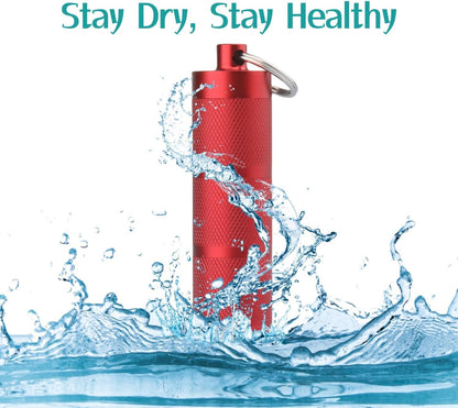 Waterproof Keychain Pill Holder - Compact, Portable, and Secure Pill Box with 3 Compartments - Pocket-Sized Pill Case and Container for Daily Medication on The Go (Wine Red)