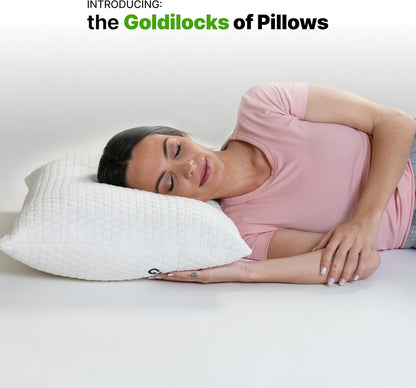 GhostBed Shredded Memory Foam Pillow with Adjustable Gel Memory Foam and Cooling Breathable Cover - Standard Size Shredded Memory Foam Pillows CertiPUR-US Certified 1-Pack