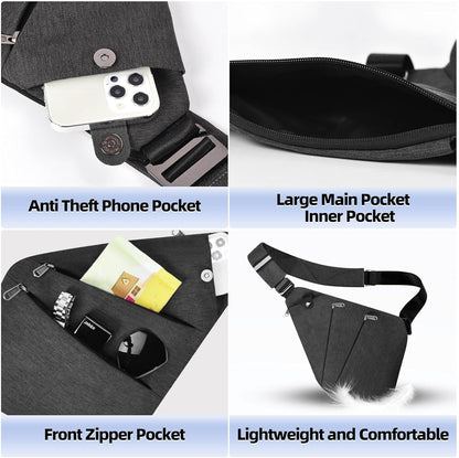 Anti Theft Crossbody Bag,Anti Theft Travel Bag for Women Men,Sling Crossbody Bag for Travel, Sport, Work