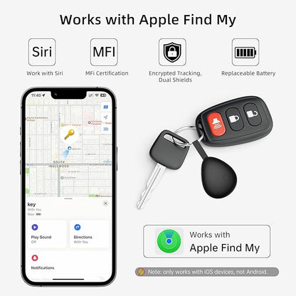 [Apple MFi Certified] Air Tracker Tags 4 Pack (iOS Only), Bluetooth Tracker for Apple Find My, Replaceable Battery, Key Finder and Item Locator Smart Tag for Keys, Bags, Luggage, Pets, Wallet