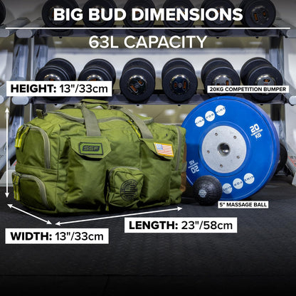 Serious Steel Fitness Heavy Duty 1000D Nylon Duffel Gym Bag (Green - Big Bud)