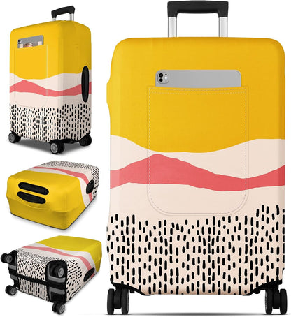Slohif Luggage Cover for Suitcase Tsa Approved Protector - Luggage Sleeve Large Suit Case Cover Travel Stretch Baggage Case Protective Washable Fit 24-27 Inch Patchwork M