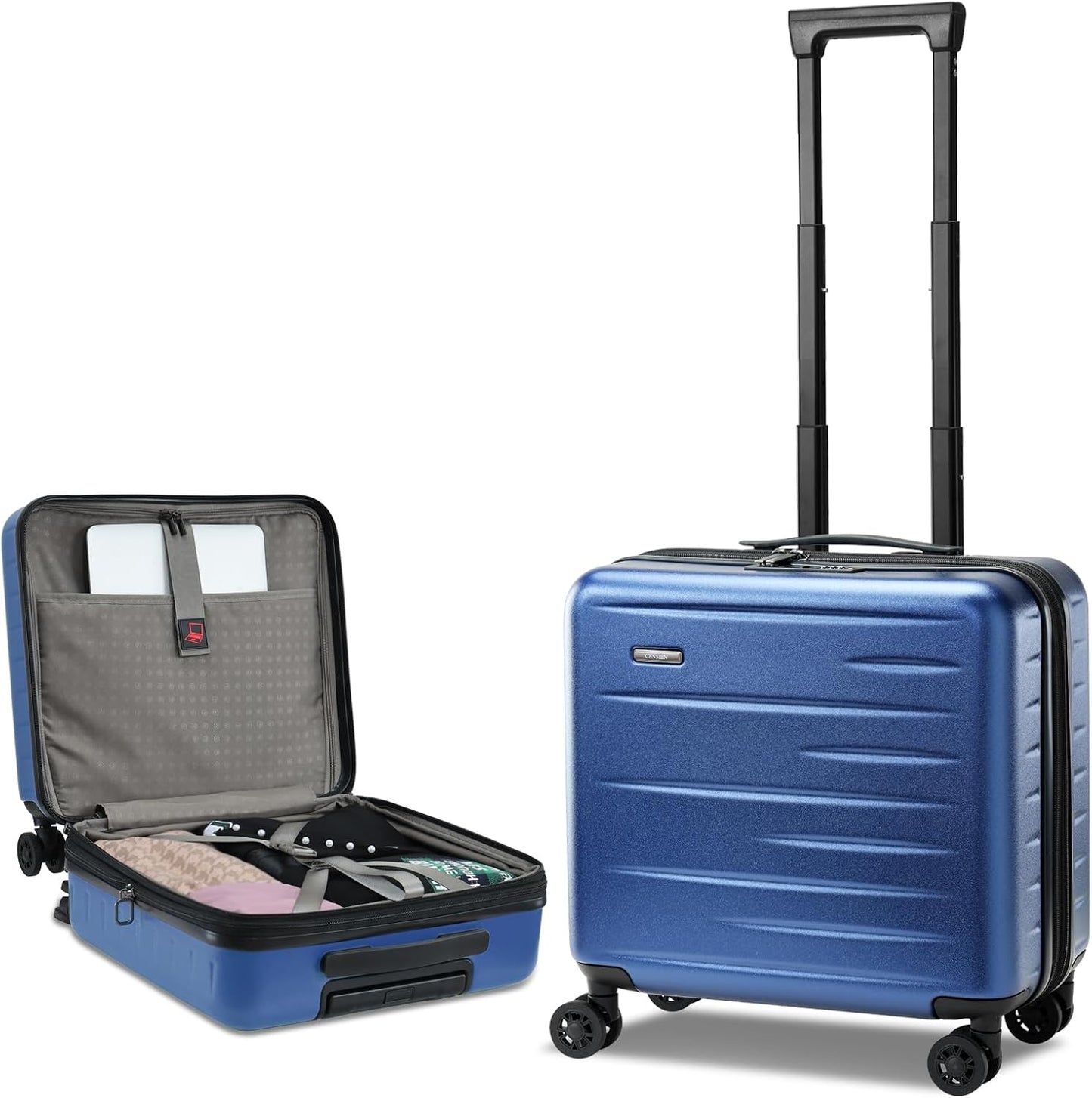 16 Inch Carry On Luggage Airline Approved, Expandable Lightweight ABS+PC Hard Shell Suitcases with 360° Spinner Wheels, TSA Lock, YKK Zippers (Navy Blue, 1 PC)