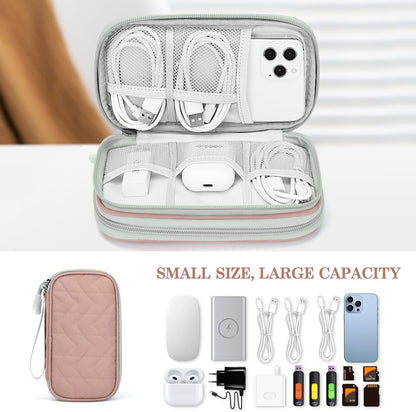 FYY Electronic Organizer, Travel Cable Organizer Bag Pouch Electronic Accessories Carry Case Portable Waterproof Double Layers All-in-One Storage Bag for Cable, Cord, Charger, Phone, Pink Pattern