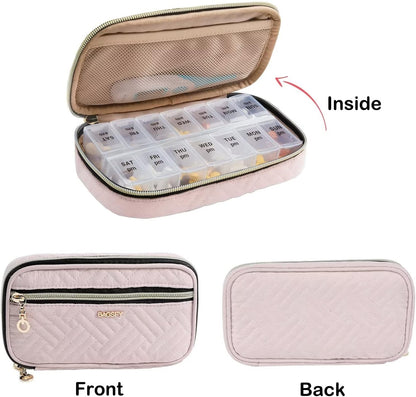 BAGSFY Pill Organizer Case 2 Times a Day- Weekly Medicine Organizer Travel Pill Box with Removable 7 Day Medicine Case Container for Fish Oil, Vitamin, Supplement