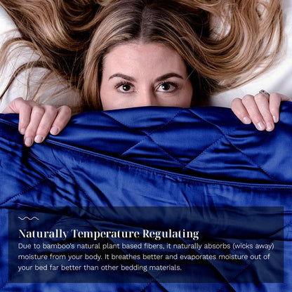 LUXOME Lightweight Blanket | 100% Rayon (Viscose) from Bamboo Fabric & Fill | Full/Queen - 86"x92" | Super Soft | Thermal-Regulating | Sapphire