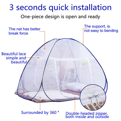 AMMER Pop-Up Mosquito Net Tent for Beds Portable Folding Design with Net Bottom for Baby Adults Trip (79 x71x59 inch)