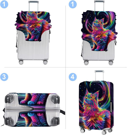 Cat Luggage Cover Washable Suitcase Protector Anti-Scratch,Stretchable Fit for 20-34Inch Luggage Durable Travel Bag Cover with Zipper Closure (M(24-26inch suitcase))
