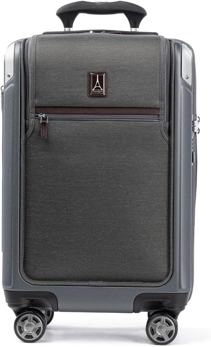 Travelpro Platinum Elite Hardside Expandable Carry on Luggage, 8 Wheel Spinner, TSA Lock, Hard Shell Polycarbonate Suitcase, Vintage Grey, Carry on Laptop Pocket 21-Inch