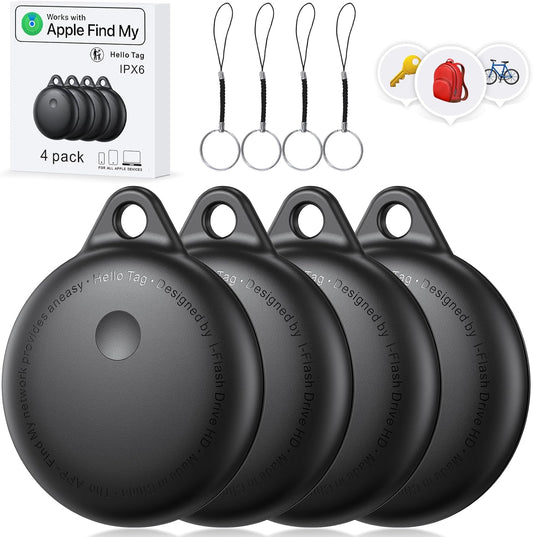 Tags-4 Pack, Smart Bluetooth Tracker Work with Apple Find My, Key Finders and Find My Tracker, Game Changer Waterproof Smart Tag with Key Ring GPS Tracker Tag for Keys/Luggage/Wallet/Pets etc