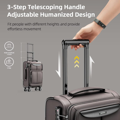 SHOWKOO Luggage Sets 3 Piece Softside Expandable Lightweight Durable Suitcase Sets Double Spinner Wheels TSA Lock Light Coffee (20in/24in/28in)