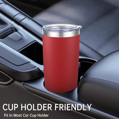 20 oz Tumblers Bulk Stainless Steel Tumbler with Lid Double Wall Vacuum Insulated Coffee Mug 20oz Powder Coated Cup for Hot and Cold Drinks, Red, 6 pack