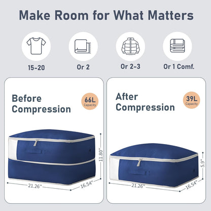 DIMJ Comforter Storage Bag 6 Pack - Blanket Storage Organizer Compression Bags, Large Capacity Ultra Space Saving Self Compression Organize for Bedding, Pillow, Duvet, Sheet Storage with Zipper Window