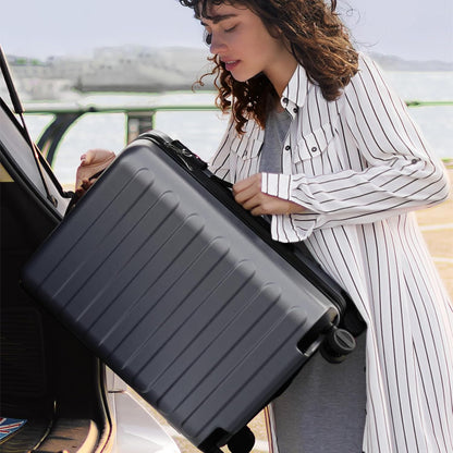 Carry on Luggage 22 X 14 X 9 Airline Approved, 20 Inch Luggage for 3-5 Days Travel, Double Spinner Wheels, 100% Hardshell PC, TSA Lock (02-Grey (Basic), Checked 24-Inch)